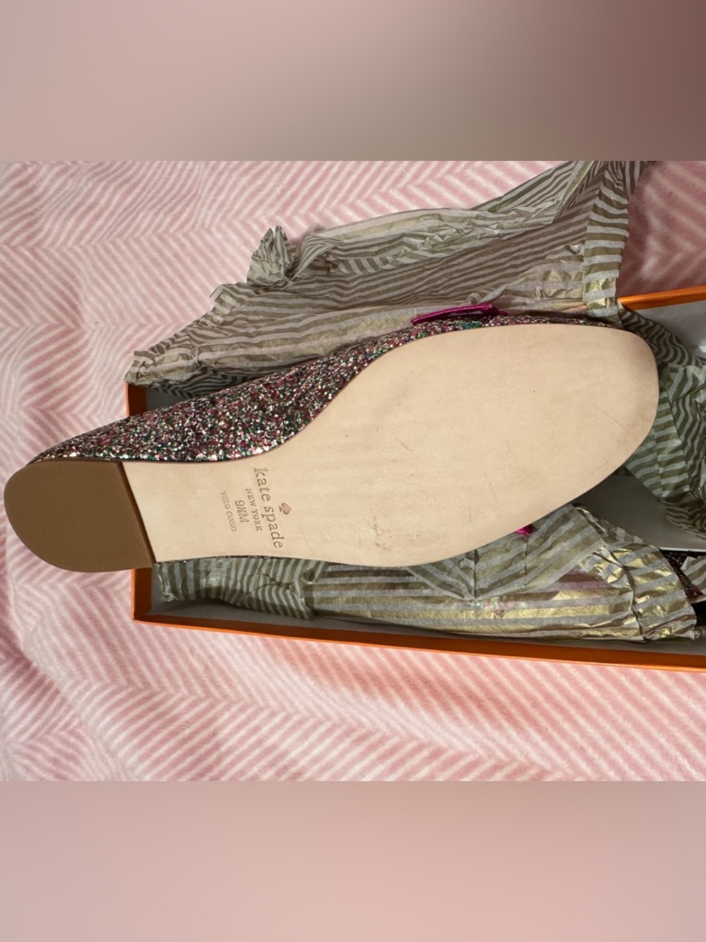 kate spade Pink Multicolor Glitter Bow Flats - Picture 3 of 3